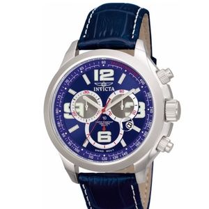 INVICTA MEN'S WATCH #0146 BLUE LEATHER BAND